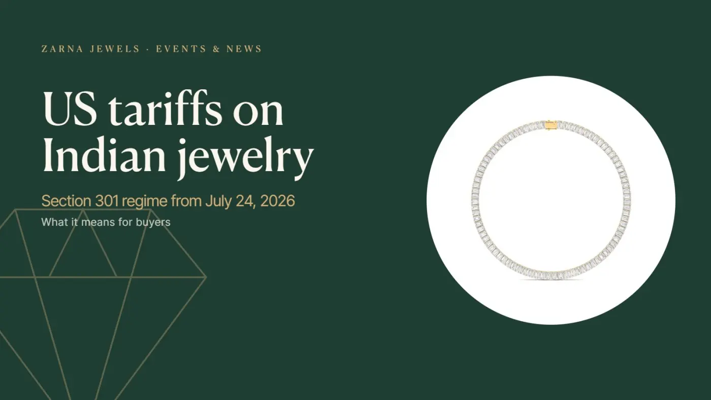 News card: US Section 301 tariff on Indian gems and jewelry