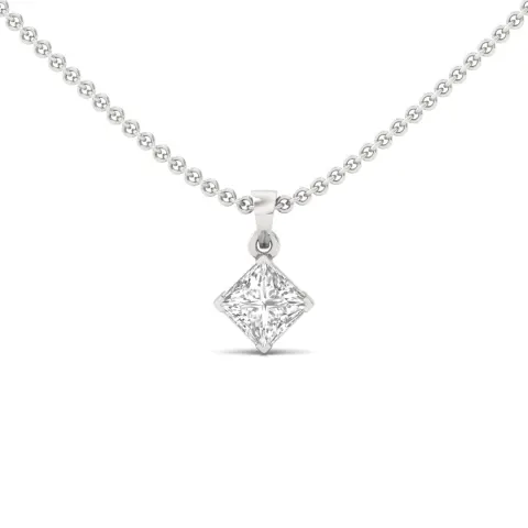 Princess Cut Diamond Solitaire Pendant (Without Chain)