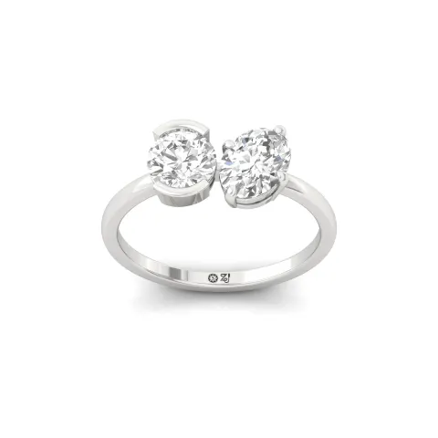 Oval & Round Cut Diamond Two-Stone Engagement Ring