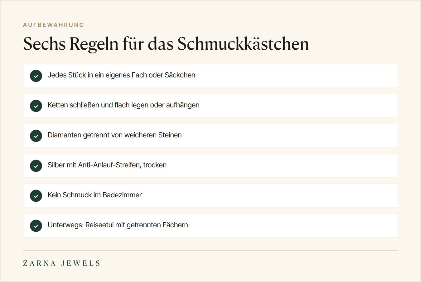 Sechs Regeln für die richtige Aufbewahrung von Schmuck