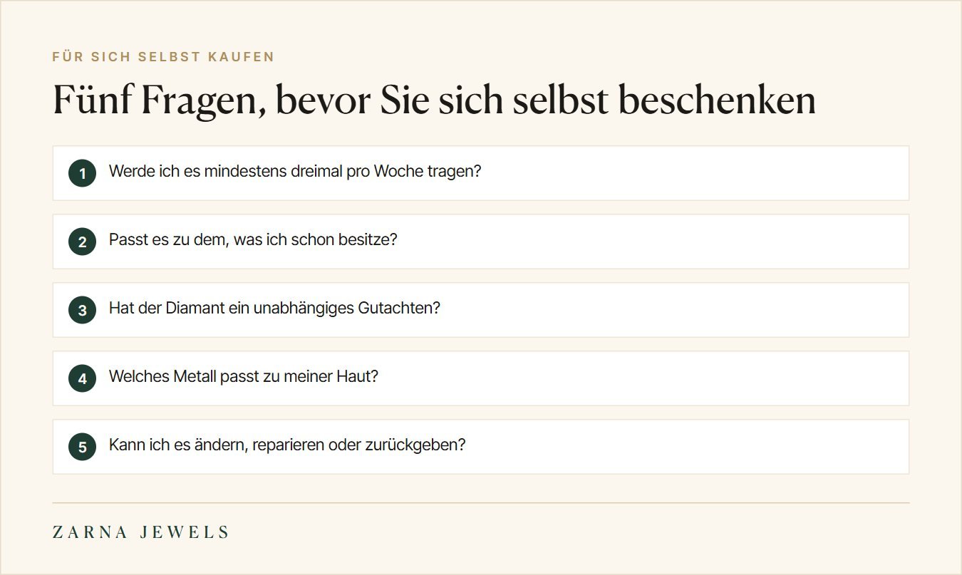 Fünf Fragen, die man sich vor dem Kauf von Schmuck für sich selbst stellen sollte