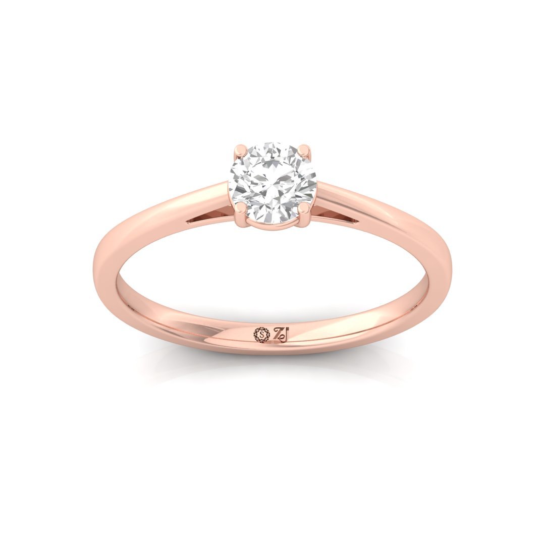 Round Cut Solitaire Diamond Engagement Ring of Forever Sparkle | Lab Grown CVD Promise Ring | 925 Silver | 10K | 14K | 18K - Rose Gold Main View