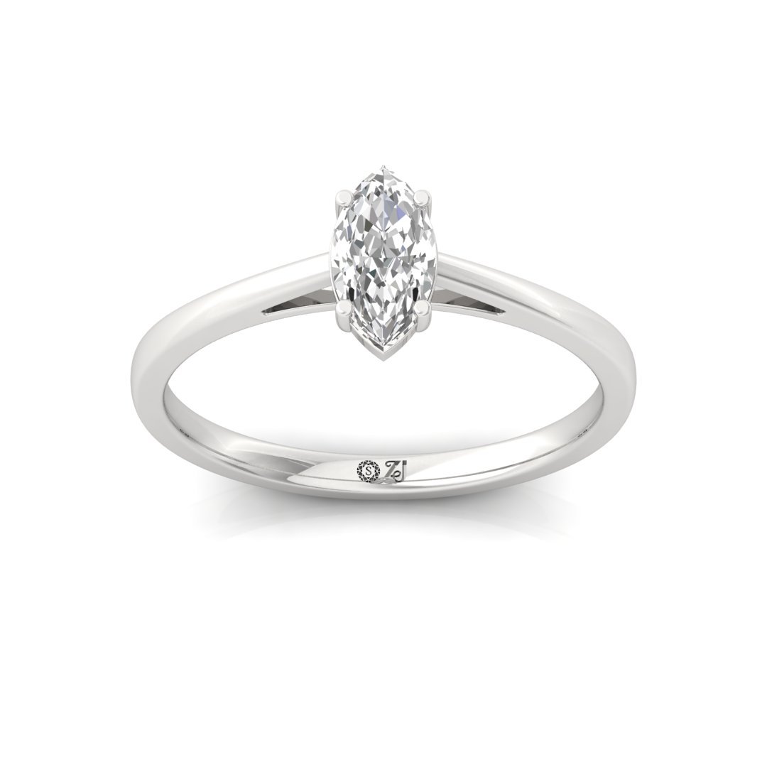 Marquise Cut Solitaire Diamond Ring of Timeless Grace | Lab Grown CVD Engagement Ring | 925 Silver | 10K | 14K | 18K - Main View
