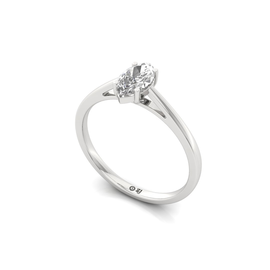 Marquise Cut Solitaire Diamond Ring of Timeless Grace | Lab Grown CVD Engagement Ring | 925 Silver | 10K | 14K | 18K - View 2