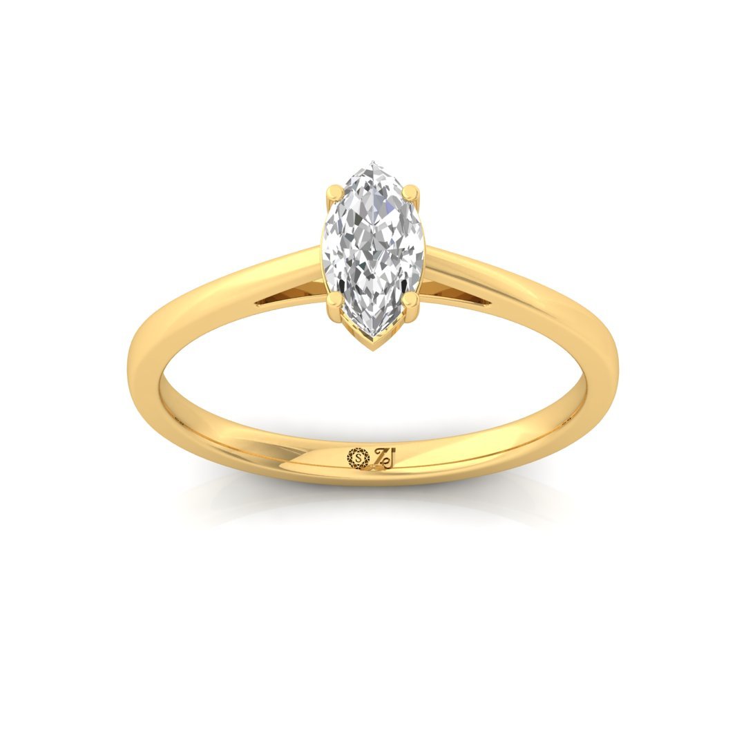Marquise Cut Solitaire Diamond Ring of Timeless Grace | Lab Grown CVD Engagement Ring | 925 Silver | 10K | 14K | 18K - Gold Main View