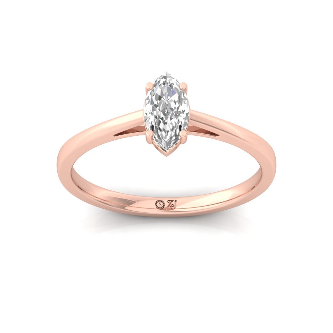 Marquise Cut Solitaire Diamond Ring of Timeless Grace | Lab Grown CVD Engagement Ring | 925 Silver | 10K | 14K | 18K - Rose Gold Main View