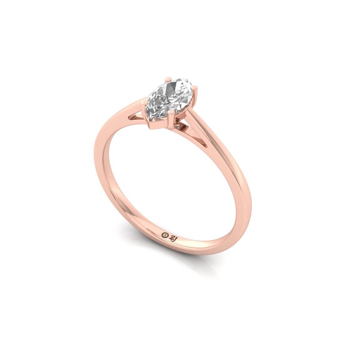 Marquise Cut Solitaire Diamond Ring of Timeless Grace | Lab Grown CVD Engagement Ring | 925 Silver | 10K | 14K | 18K - View 2