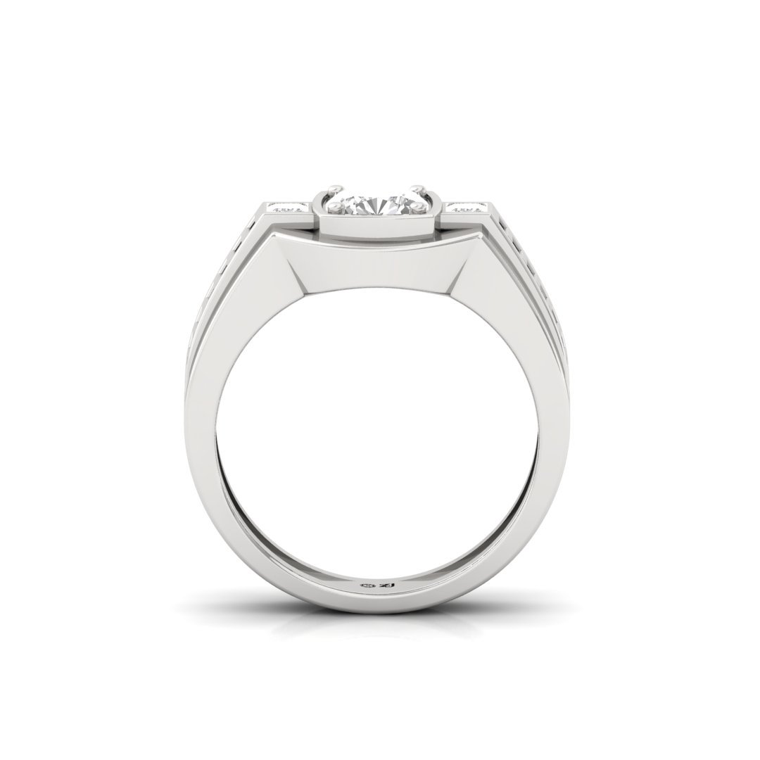 Men’s Cushion Square Diamond Ring | Dual-Tone Lab Grown Diamond Band | Bold Luxury | 925 Silver | 10K | 14K | 18K - View 3
