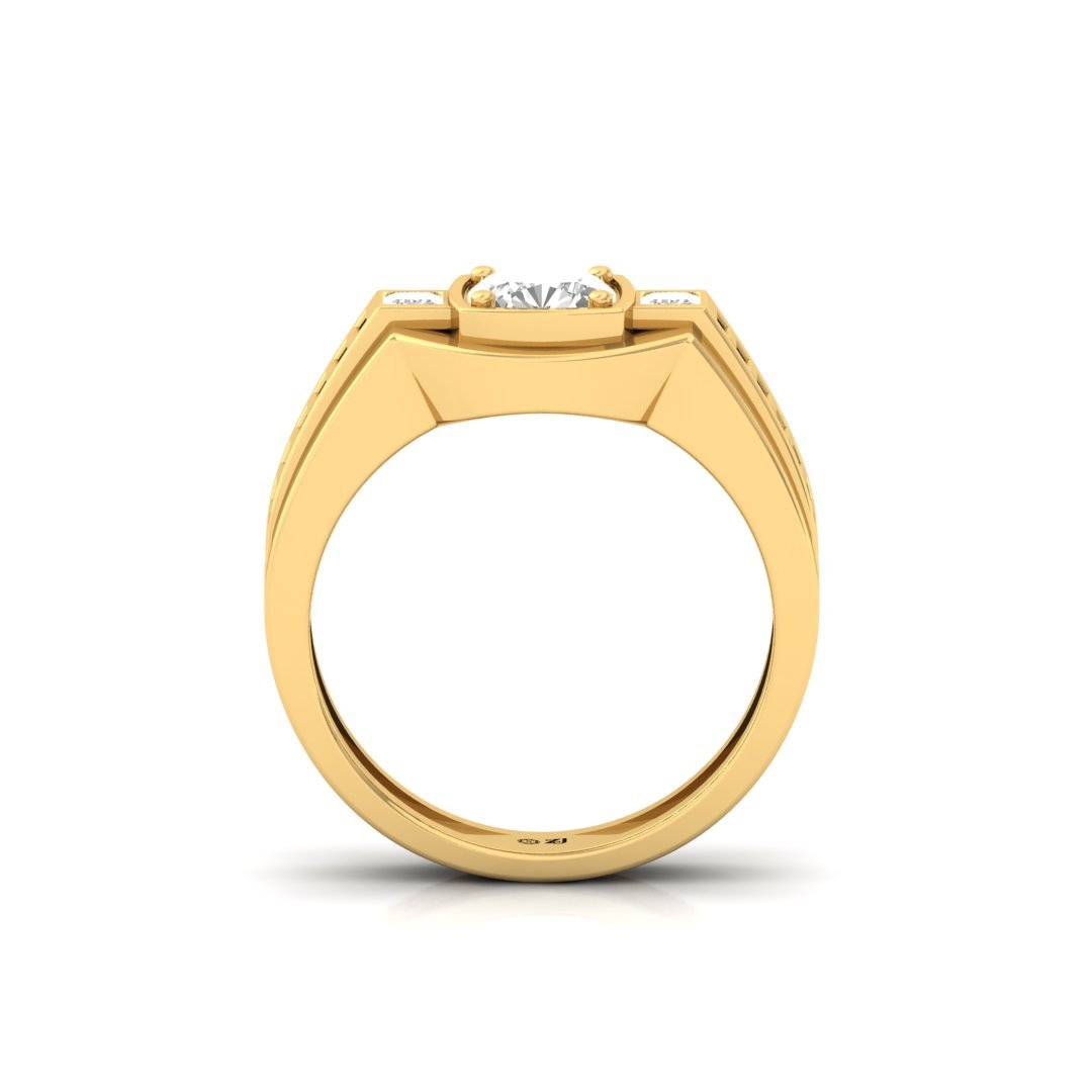 Men’s Cushion Square Diamond Ring | Dual-Tone Lab Grown Diamond Band | Bold Luxury | 925 Silver | 10K | 14K | 18K - View 3