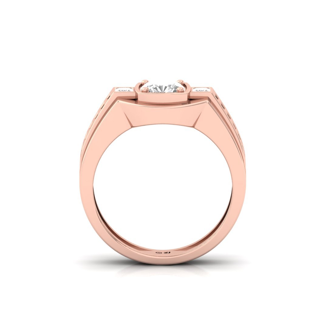 Men’s Cushion Square Diamond Ring | Dual-Tone Lab Grown Diamond Band | Bold Luxury | 925 Silver | 10K | 14K | 18K - View 3