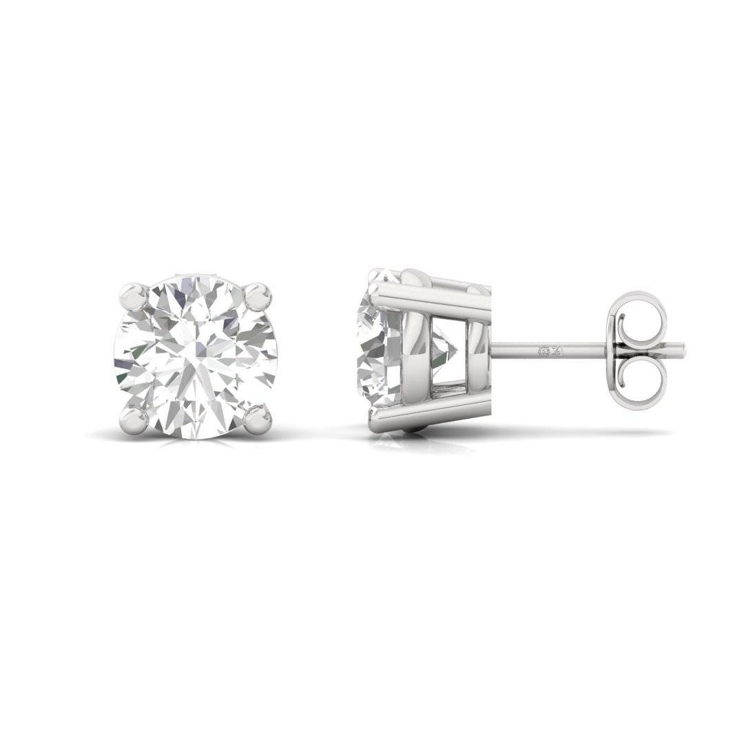 Round Brilliant Diamond Stud Earrings (1 Pair) | Eternal Love Lab Grown CVD Diamond Solitaire Studs | 925 Silver | 10K | 14K | 18K - Main View