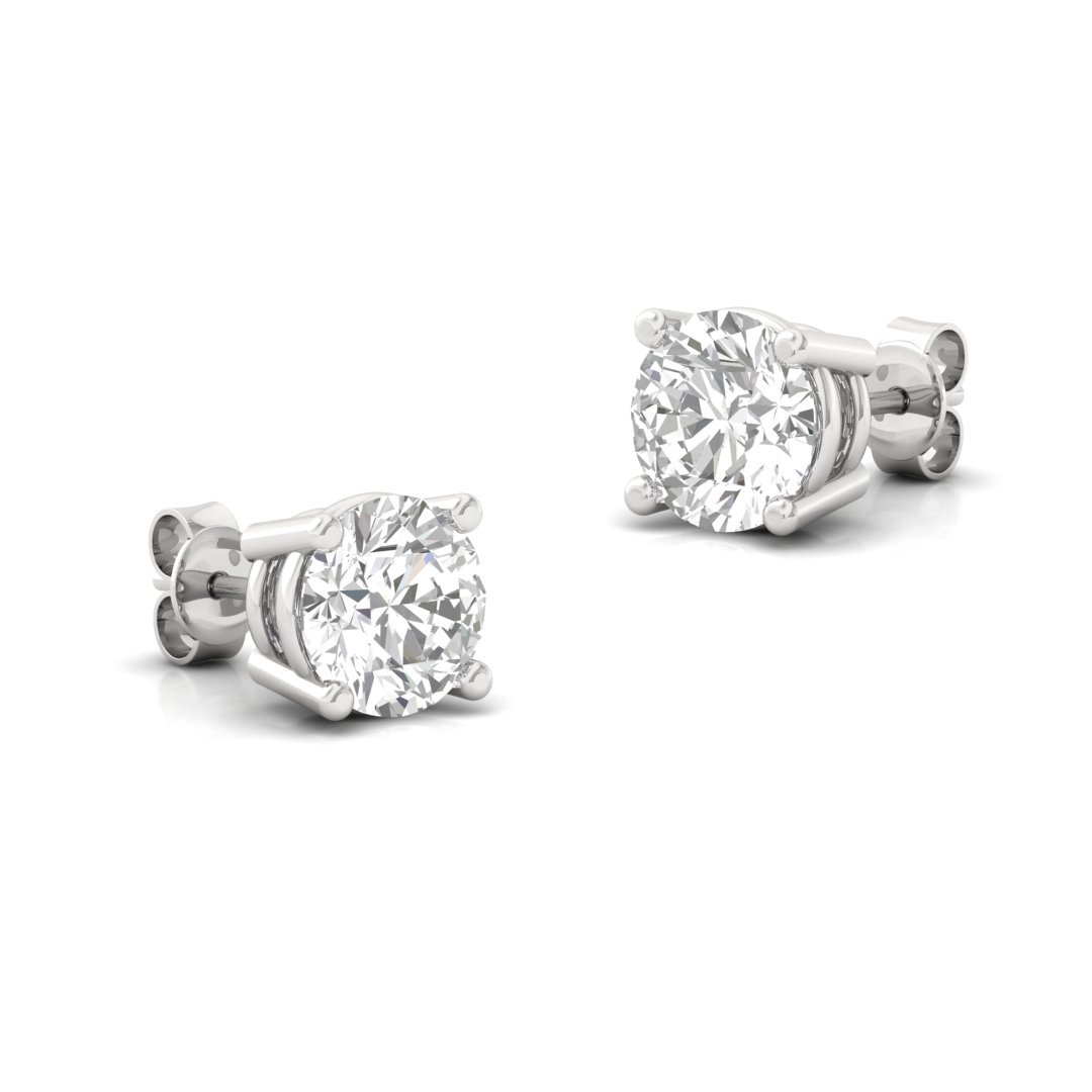 Round Brilliant Diamond Stud Earrings (1 Pair) | Eternal Love Lab Grown CVD Diamond Solitaire Studs | 925 Silver | 10K | 14K | 18K - View 3