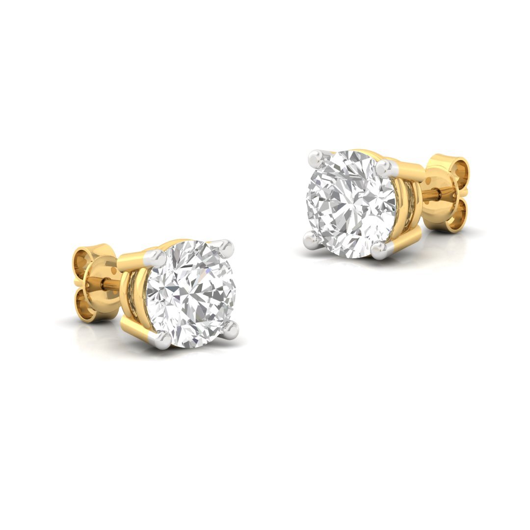 Round Brilliant Diamond Stud Earrings (1 Pair) | Eternal Love Lab Grown CVD Diamond Solitaire Studs | 925 Silver | 10K | 14K | 18K - View 3