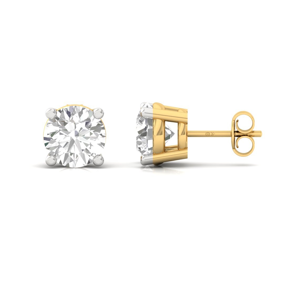 Round Brilliant Diamond Stud Earrings (1 Pair) | Eternal Love Lab Grown CVD Diamond Solitaire Studs | 925 Silver | 10K | 14K | 18K - Gold Main View