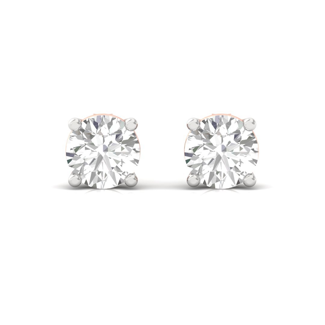 Round Brilliant Diamond Stud Earrings (1 Pair) | Eternal Love Lab Grown CVD Diamond Solitaire Studs | 925 Silver | 10K | 14K | 18K - View 2