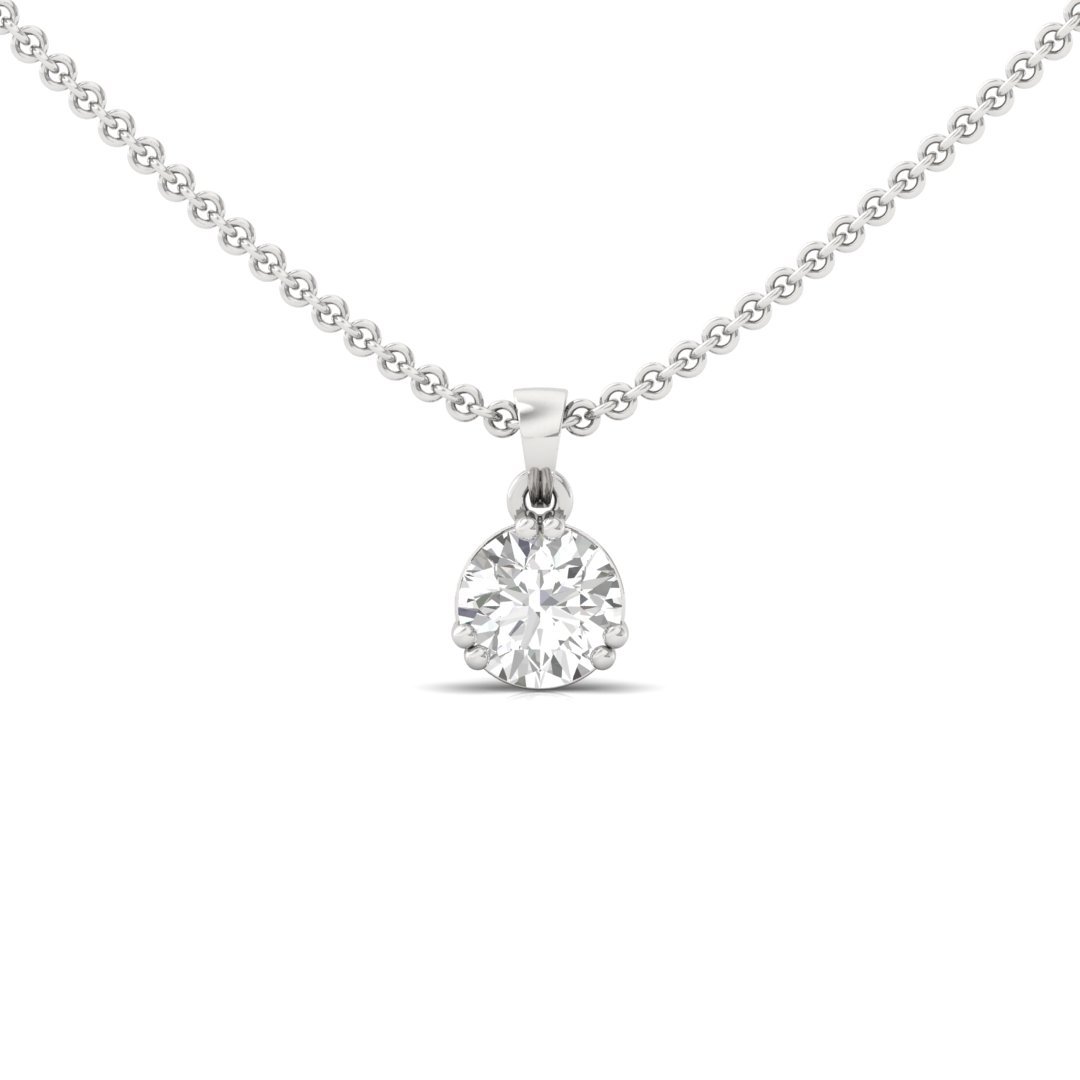 Classic Solitaire Diamond Pendant | Timeless Round Cut Lab Grown Diamond | Symbol of Pure Elegance (Without Chain) | 925 Silver | 10K | 14K | 18K - Main View