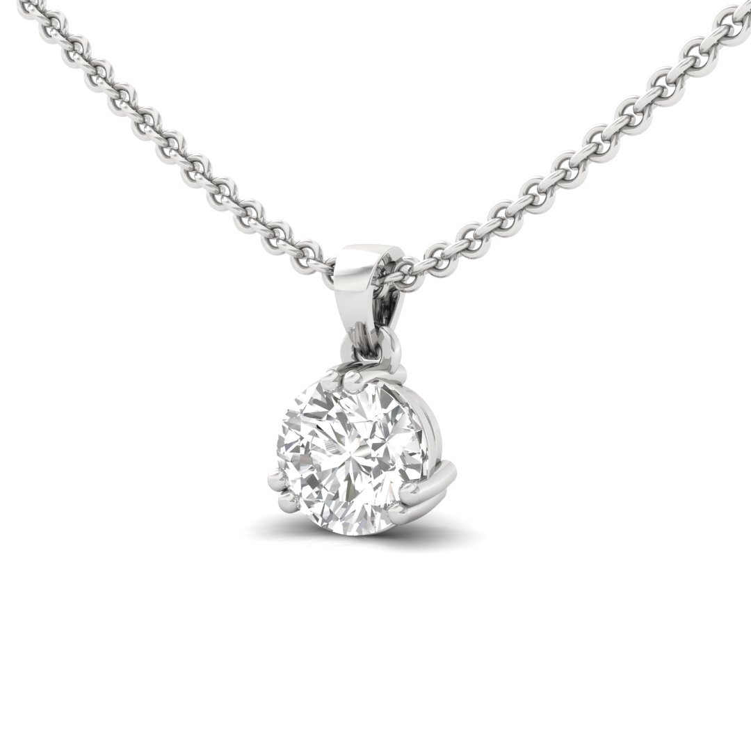 Classic Solitaire Diamond Pendant | Timeless Round Cut Lab Grown Diamond | Symbol of Pure Elegance (Without Chain) | 925 Silver | 10K | 14K | 18K - View 2