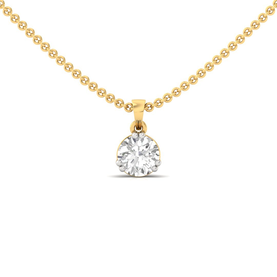 Classic Solitaire Diamond Pendant | Timeless Round Cut Lab Grown Diamond | Symbol of Pure Elegance (Without Chain) | 925 Silver | 10K | 14K | 18K - Gold Main View