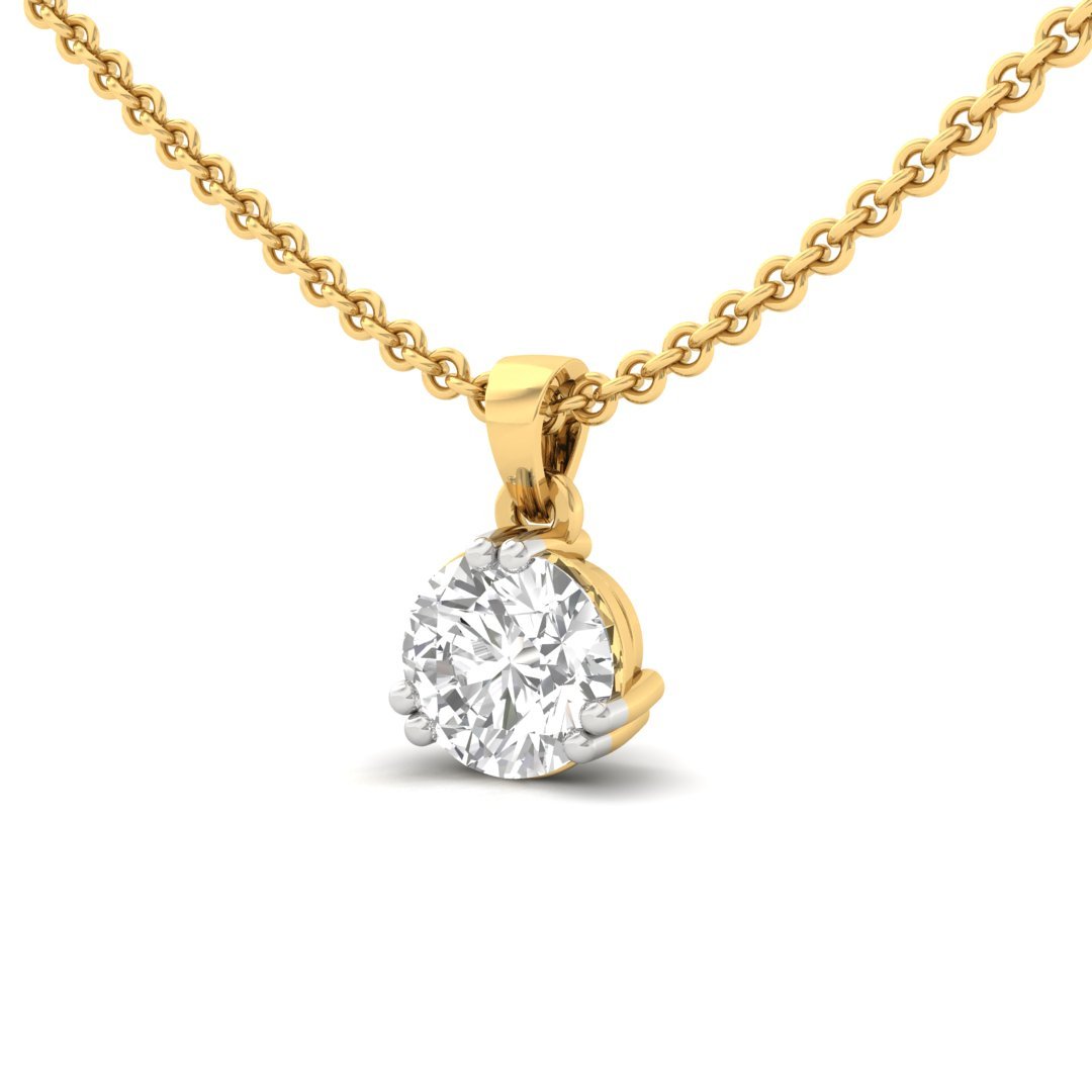 Classic Solitaire Diamond Pendant | Timeless Round Cut Lab Grown Diamond | Symbol of Pure Elegance (Without Chain) | 925 Silver | 10K | 14K | 18K - View 2