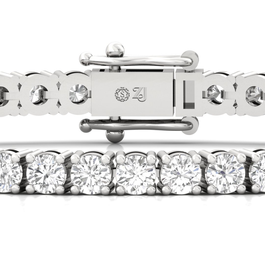 Classic Round Cut Diamond Tennis Bracelet of Eternal Elegance | Lab Grown CVD Diamonds | 925 Silver | 10K | 14K | 18K - View 2