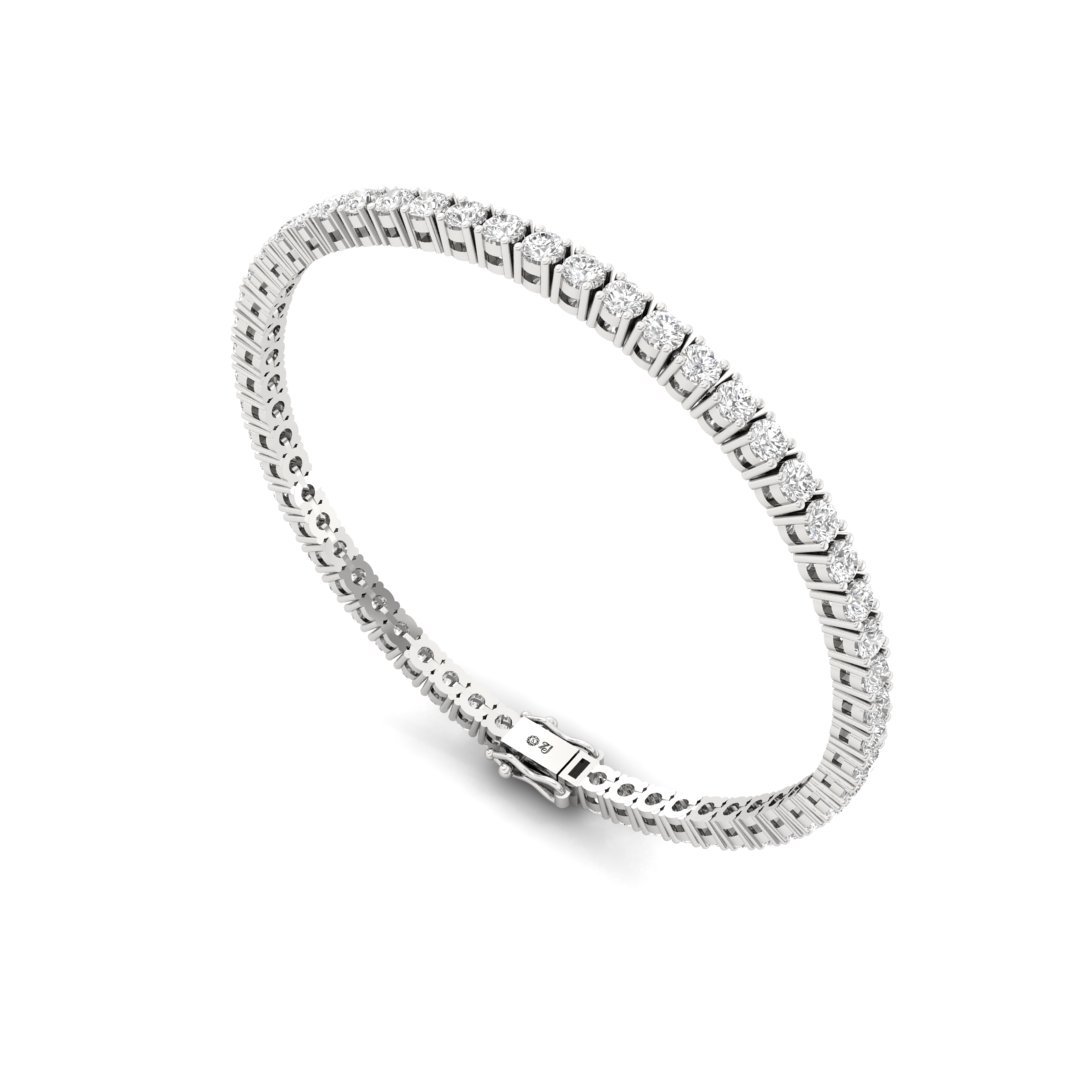 Classic Round Cut Diamond Tennis Bracelet of Eternal Elegance | Lab Grown CVD Diamonds | 925 Silver | 10K | 14K | 18K - View 4