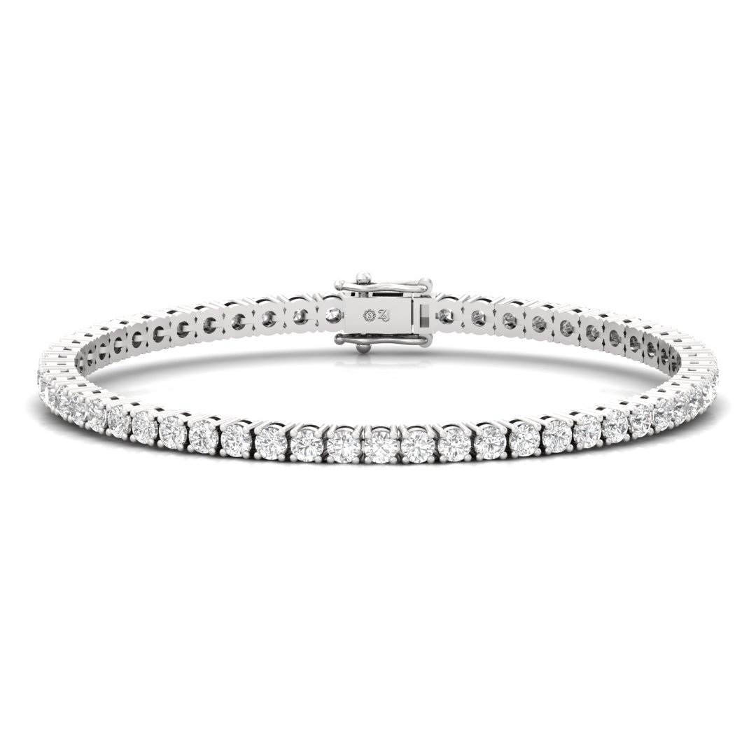 Classic Round Cut Diamond Tennis Bracelet of Eternal Elegance | Lab Grown CVD Diamonds | 925 Silver | 10K | 14K | 18K - Main View