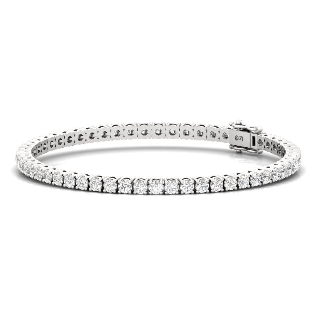 Classic Round Cut Diamond Tennis Bracelet of Eternal Elegance | Lab Grown CVD Diamonds | 925 Silver | 10K | 14K | 18K - View 5