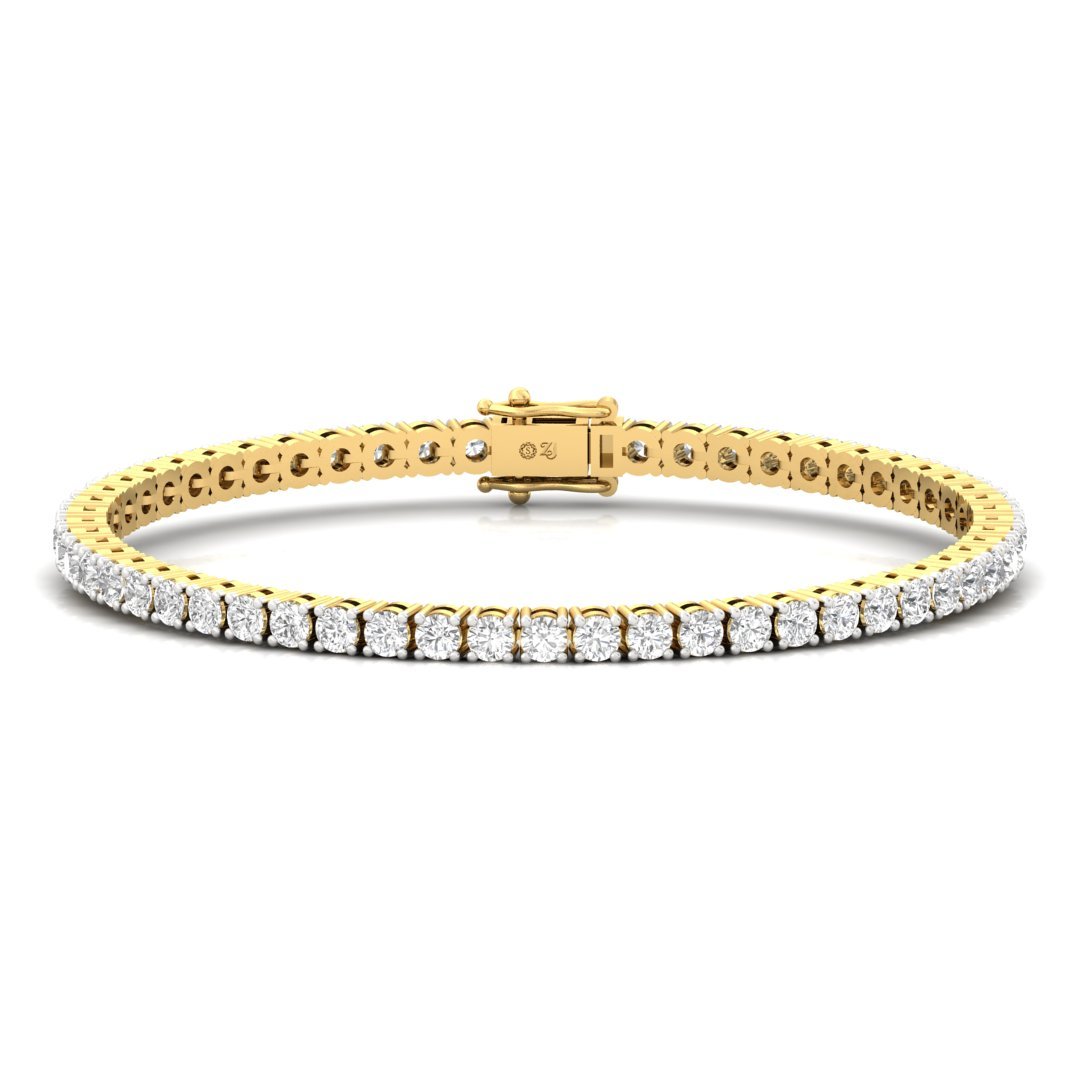 Classic Round Cut Diamond Tennis Bracelet of Eternal Elegance | Lab Grown CVD Diamonds | 925 Silver | 10K | 14K | 18K - Gold Main View