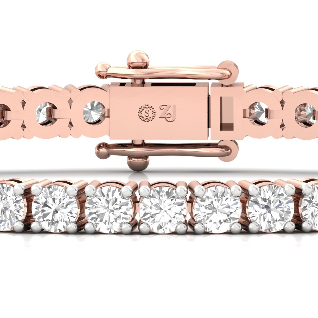 Classic Round Cut Diamond Tennis Bracelet of Eternal Elegance | Lab Grown CVD Diamonds | 925 Silver | 10K | 14K | 18K - View 2