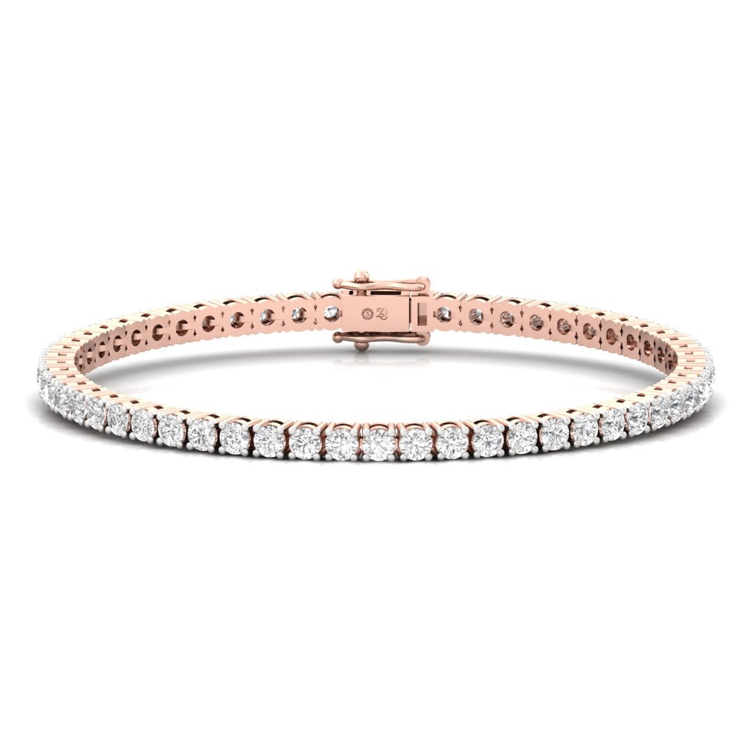 Classic Round Cut Diamond Tennis Bracelet of Eternal Elegance | Lab Grown CVD Diamonds | 925 Silver | 10K | 14K | 18K - Rose Gold Main View