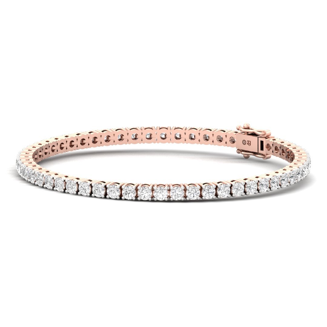 Classic Round Cut Diamond Tennis Bracelet of Eternal Elegance | Lab Grown CVD Diamonds | 925 Silver | 10K | 14K | 18K - View 5
