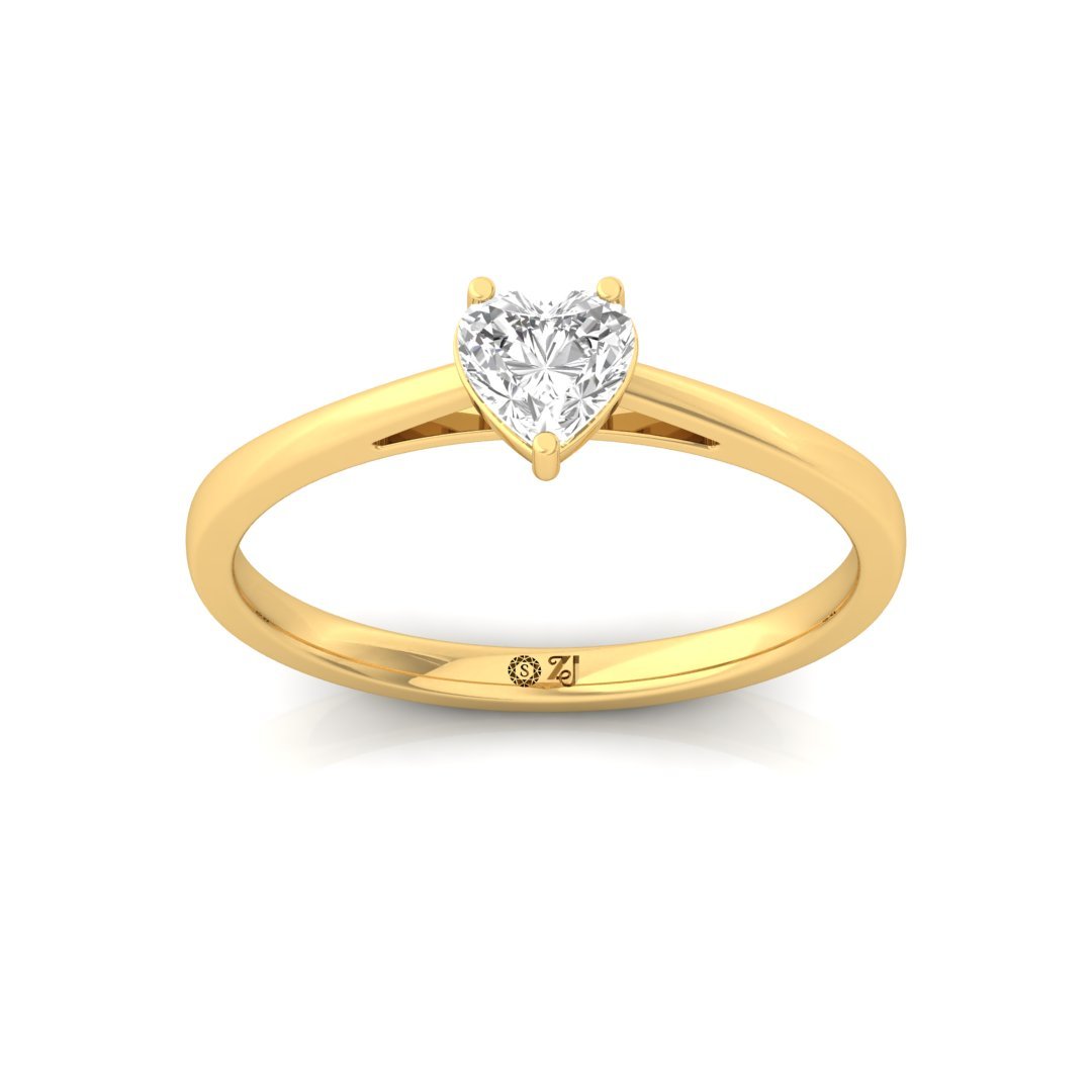 Heart Cut Solitaire Diamond Ring of Eternal Love | Lab Grown CVD Promise Ring | 925 Silver | 10K | 14K | 18K - Gold Main View