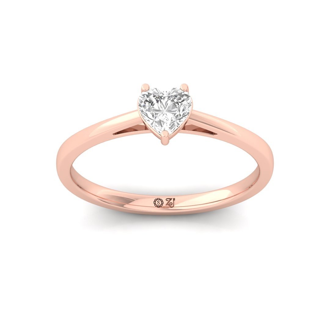 Heart Cut Solitaire Diamond Ring of Eternal Love | Lab Grown CVD Promise Ring | 925 Silver | 10K | 14K | 18K - Rose Gold Main View