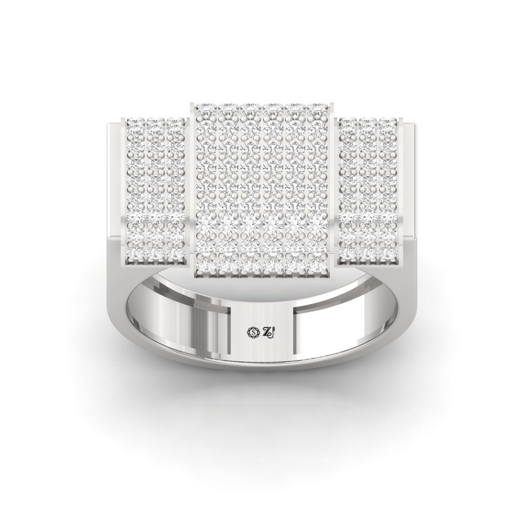 Men’s Diamond Statement Ring | Bold Pavé Lab Grown Diamond Band | Modern Luxury | 925 Silver | 10K | 14K | 18K - Main View