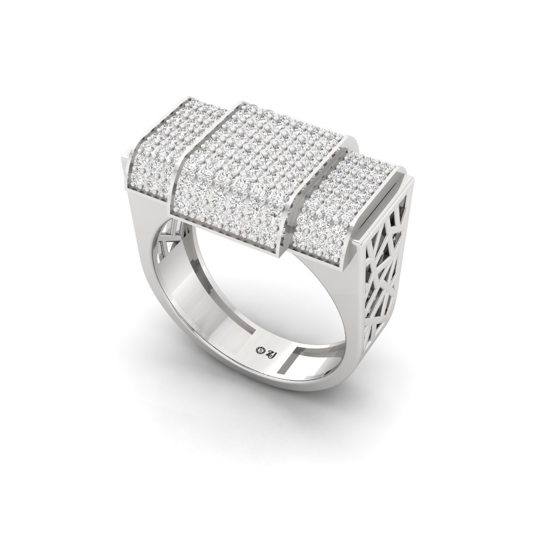 Men’s Diamond Statement Ring | Bold Pavé Lab Grown Diamond Band | Modern Luxury | 925 Silver | 10K | 14K | 18K - View 2