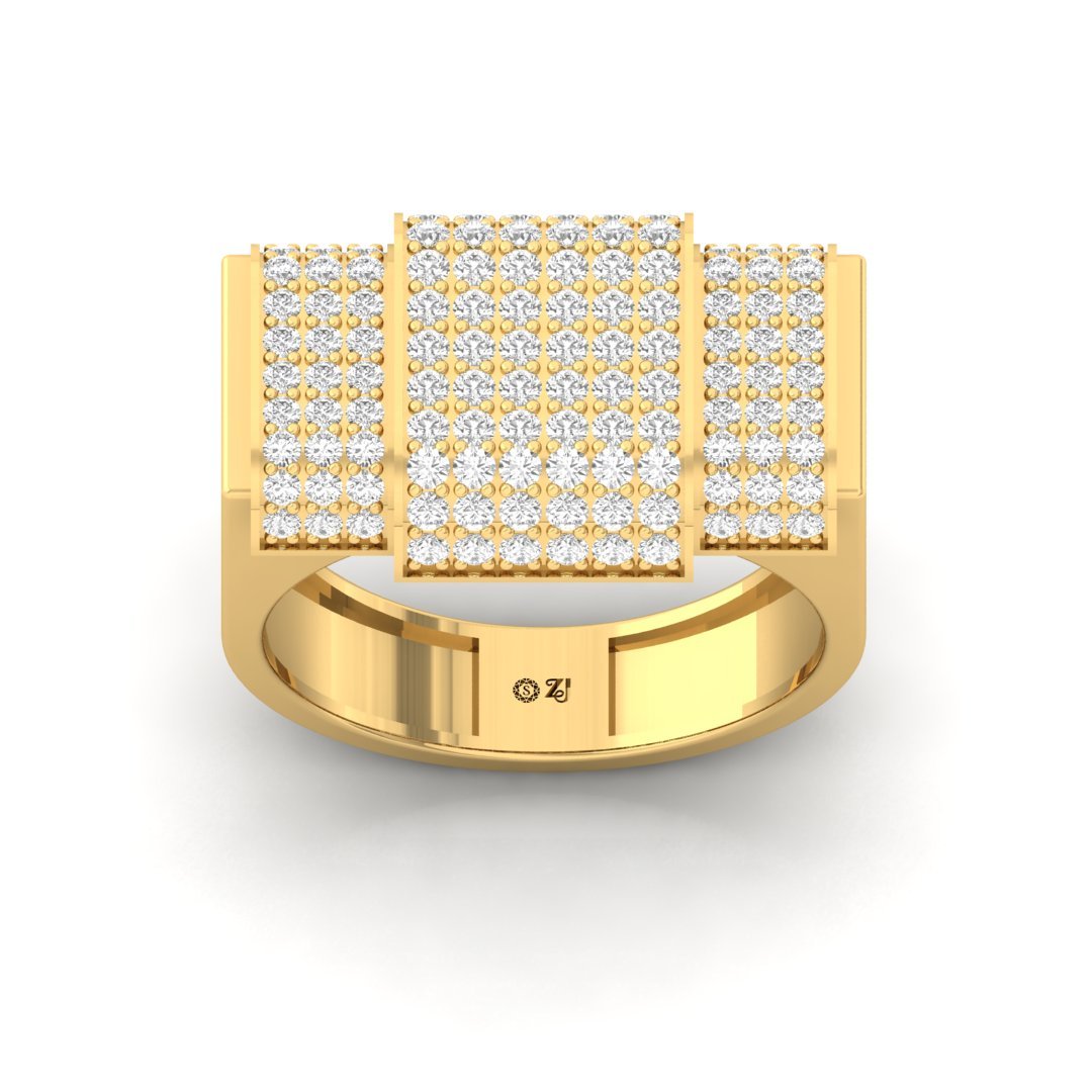 Men’s Diamond Statement Ring | Bold Pavé Lab Grown Diamond Band | Modern Luxury | 925 Silver | 10K | 14K | 18K - Gold Main View