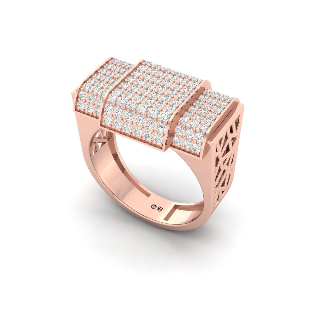 Men’s Diamond Statement Ring | Bold Pavé Lab Grown Diamond Band | Modern Luxury | 925 Silver | 10K | 14K | 18K - View 2