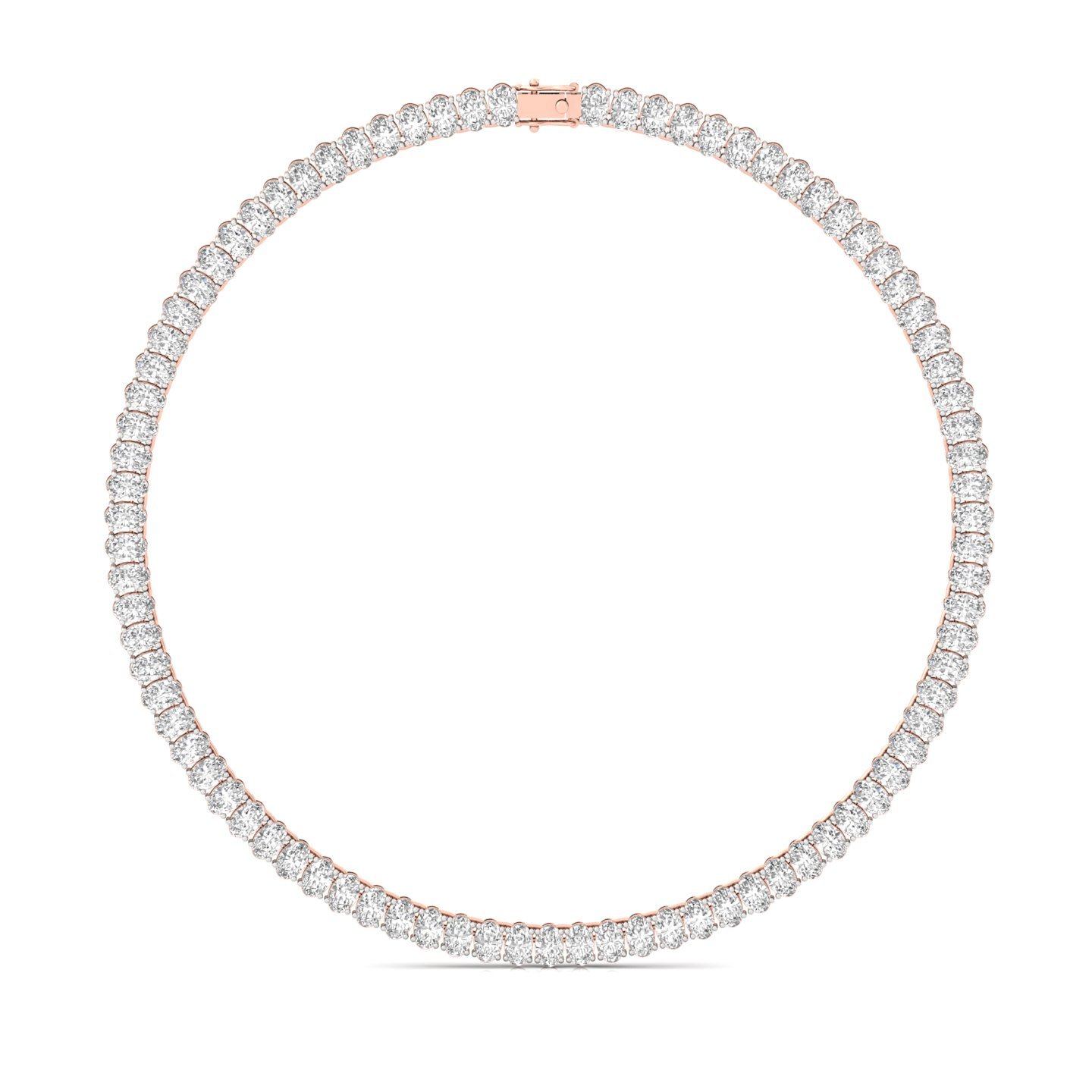 Oval Tennis Diamond Necklace | Endless Sparkle Lab Grown Diamond Jewellery | Eternal Elegance - Rose Gold Main View