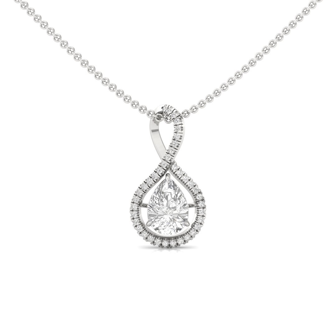 Infinity Teardrop Diamond Pendant | Lab Grown Pear Cut & Round Diamonds | Symbol of Eternal Love (Without Chain) | 925 Silver | 10K | 14K | 18K - Main View