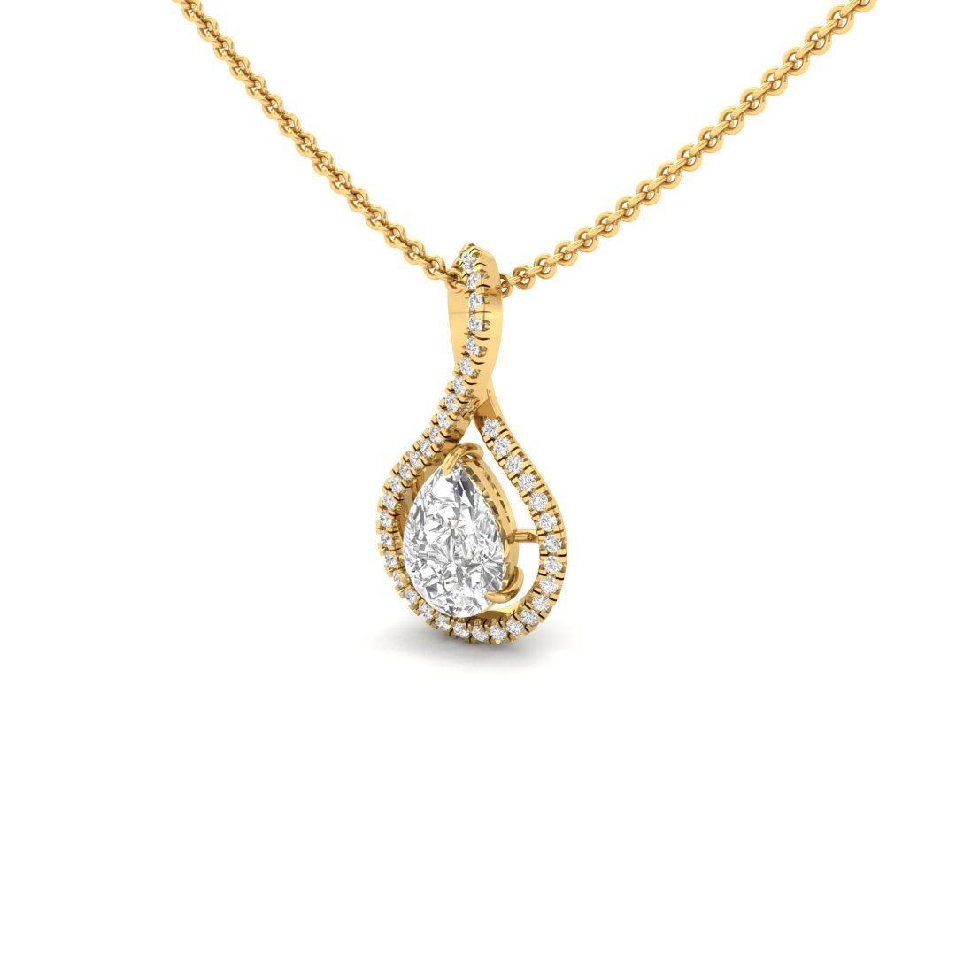 Infinity Teardrop Diamond Pendant | Lab Grown Pear Cut & Round Diamonds | Symbol of Eternal Love (Without Chain) | 925 Silver | 10K | 14K | 18K - View 2