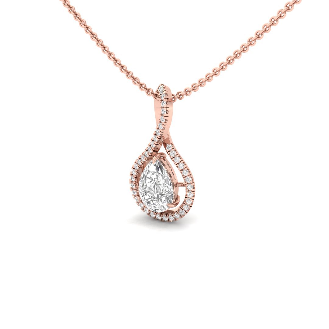 Infinity Teardrop Diamond Pendant | Lab Grown Pear Cut & Round Diamonds | Symbol of Eternal Love (Without Chain) | 925 Silver | 10K | 14K | 18K - View 2