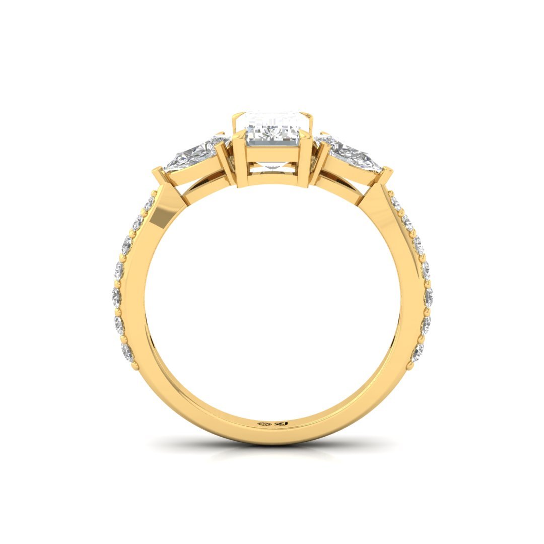 Emerald & Pear Cut Diamond Engagement Ring | Symbol of Eternal Love & Bonding | Lab Grown CVD Solitaire Ring | 925 Silver | 10K | 14K | 18K - View 3