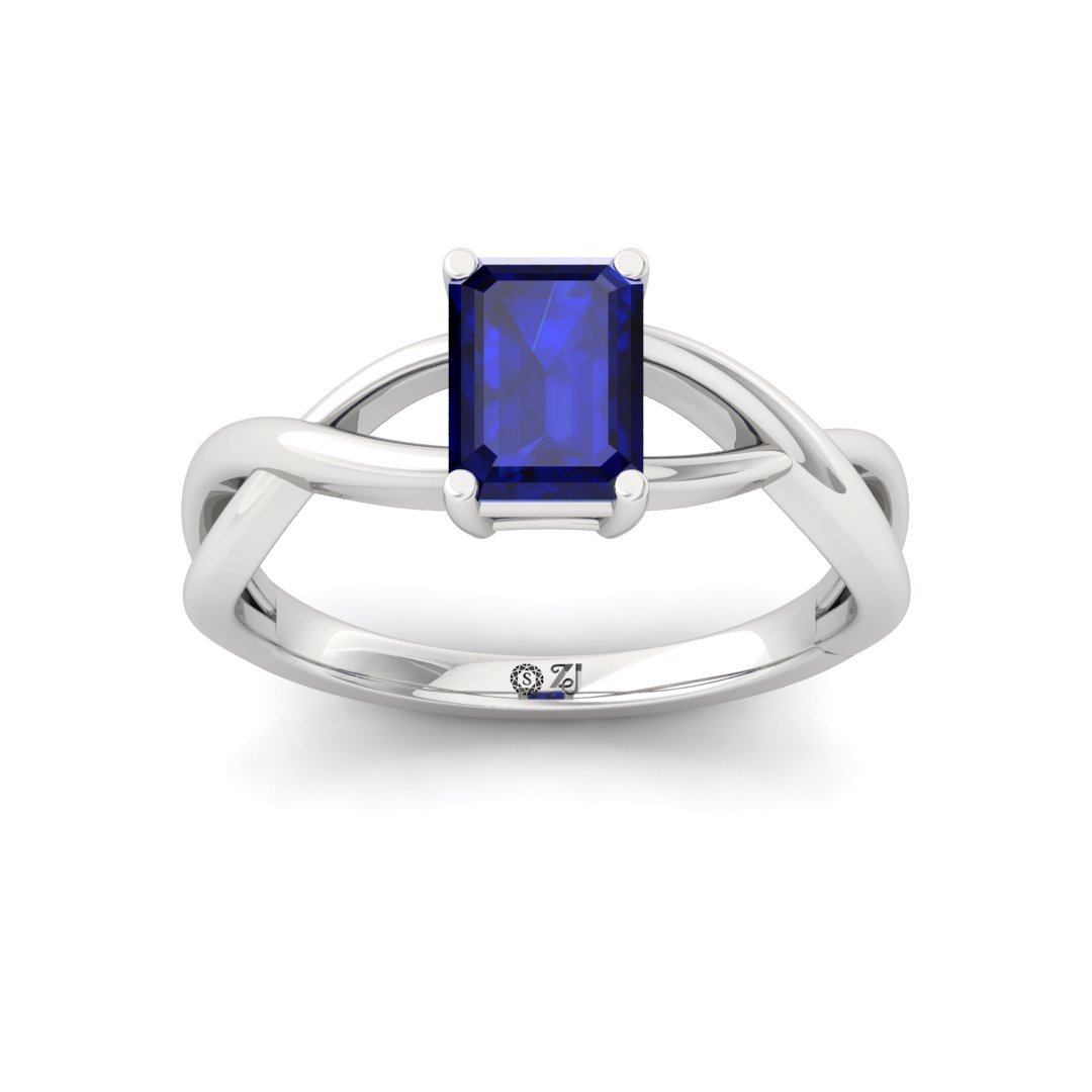 Emerald Cut Blue Diamond Promise Ring | Symbol of Devotion & Eternal Bond | Lab Grown CVD Solitaire Ring | 925 Silver | 10K | 14K | 18K - Main View