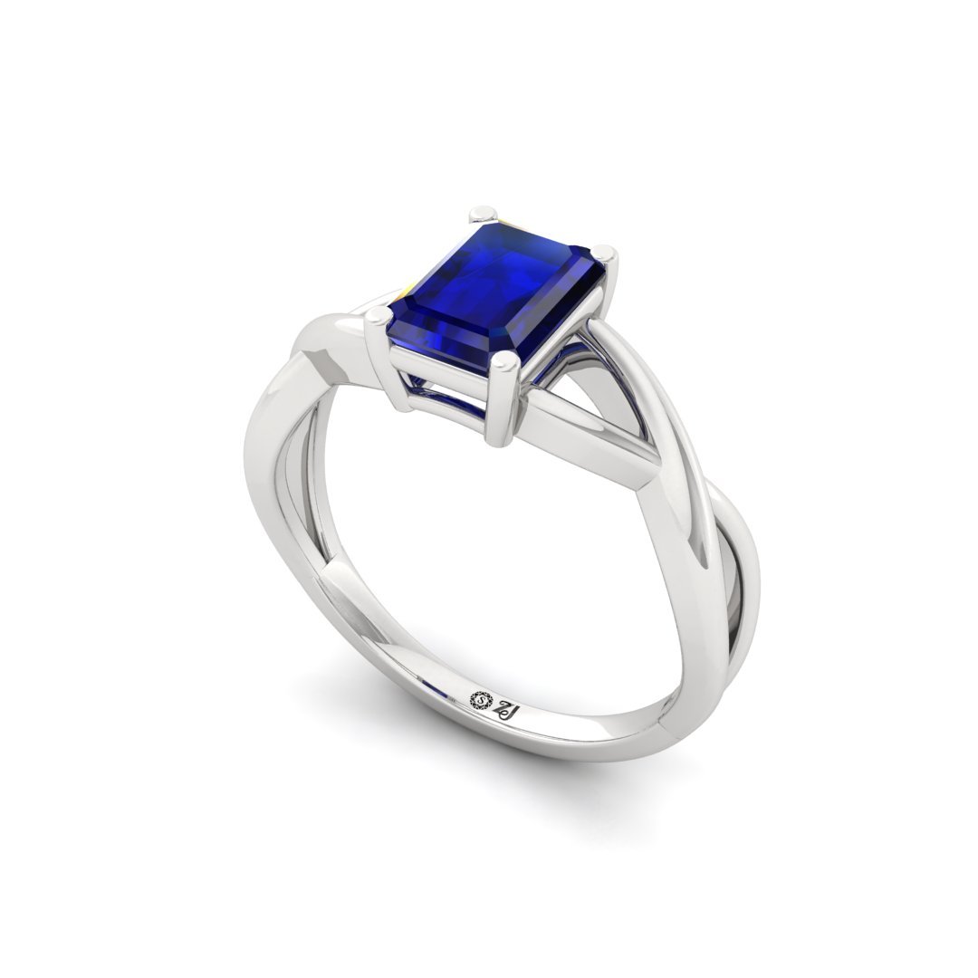 Emerald Cut Blue Diamond Promise Ring | Symbol of Devotion & Eternal Bond | Lab Grown CVD Solitaire Ring | 925 Silver | 10K | 14K | 18K - View 2
