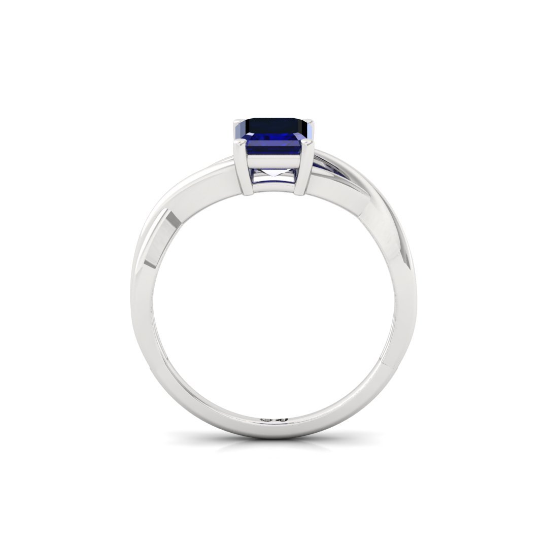 Emerald Cut Blue Diamond Promise Ring | Symbol of Devotion & Eternal Bond | Lab Grown CVD Solitaire Ring | 925 Silver | 10K | 14K | 18K - View 3