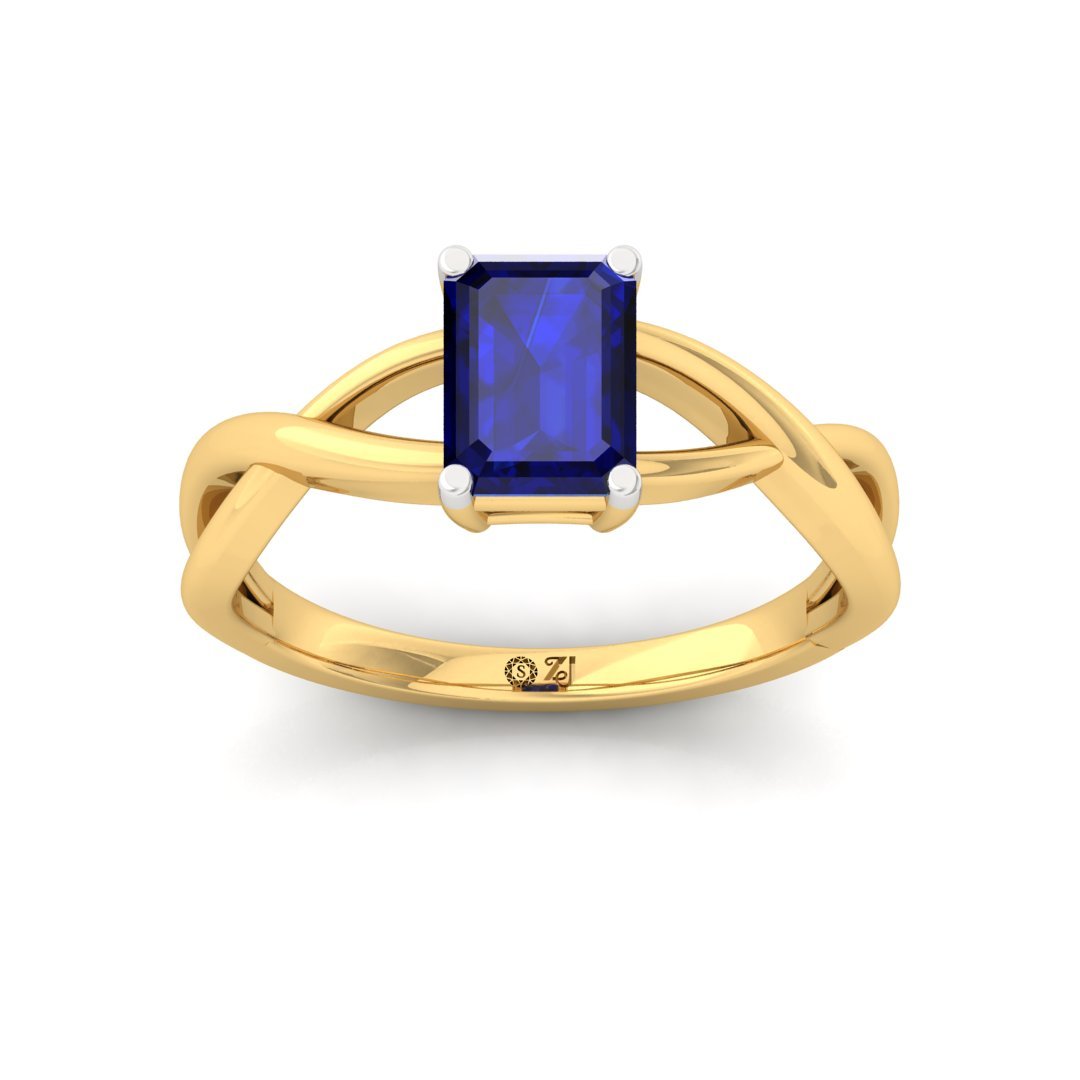 Emerald Cut Blue Diamond Promise Ring | Symbol of Devotion & Eternal Bond | Lab Grown CVD Solitaire Ring | 925 Silver | 10K | 14K | 18K - Gold Main View