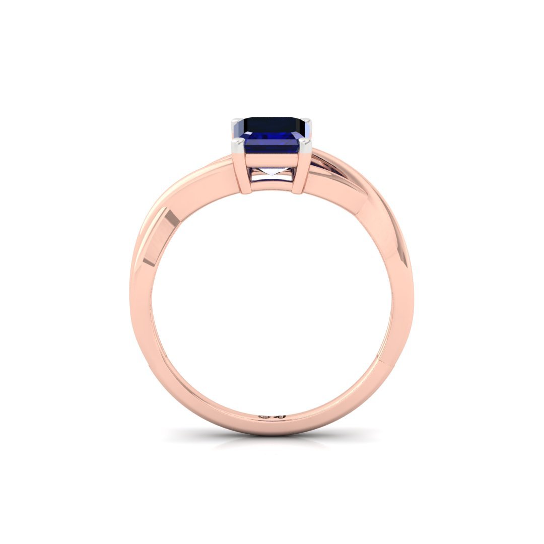 Emerald Cut Blue Diamond Promise Ring | Symbol of Devotion & Eternal Bond | Lab Grown CVD Solitaire Ring | 925 Silver | 10K | 14K | 18K - View 3