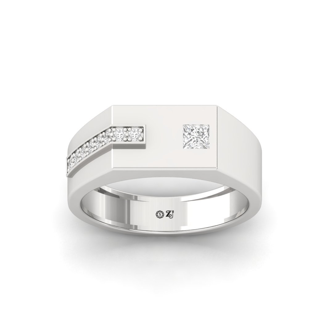Men’s Two-Tone Diamond Band | Modern Lab Grown Diamond Ring | Bold Sophistication | 925 Silver | 10K | 14K | 18K - Main View