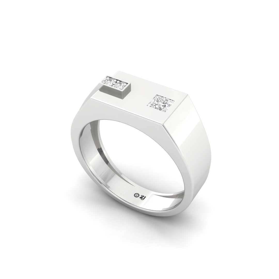 Men’s Two-Tone Diamond Band | Modern Lab Grown Diamond Ring | Bold Sophistication | 925 Silver | 10K | 14K | 18K - View 2