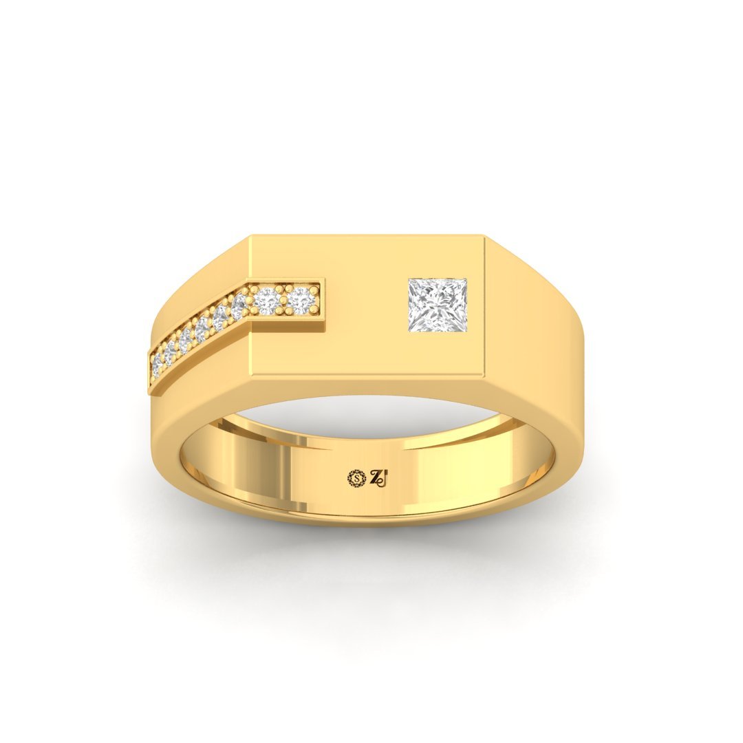 Men’s Two-Tone Diamond Band | Modern Lab Grown Diamond Ring | Bold Sophistication | 925 Silver | 10K | 14K | 18K - Gold Main View